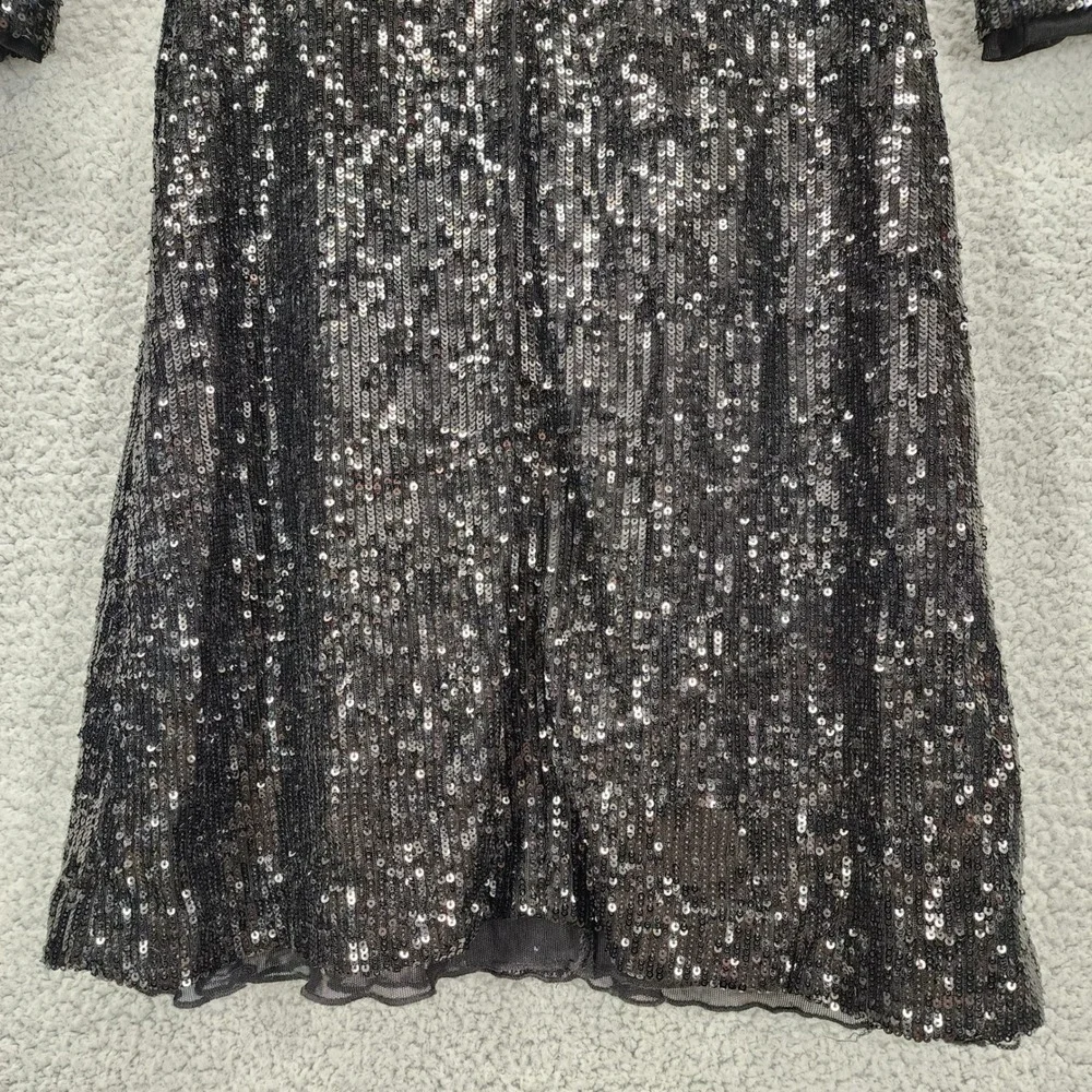 Tory Burch Black Sequin Dress Extra Small XS 3/4 Sleeve Party‎ Cocktail